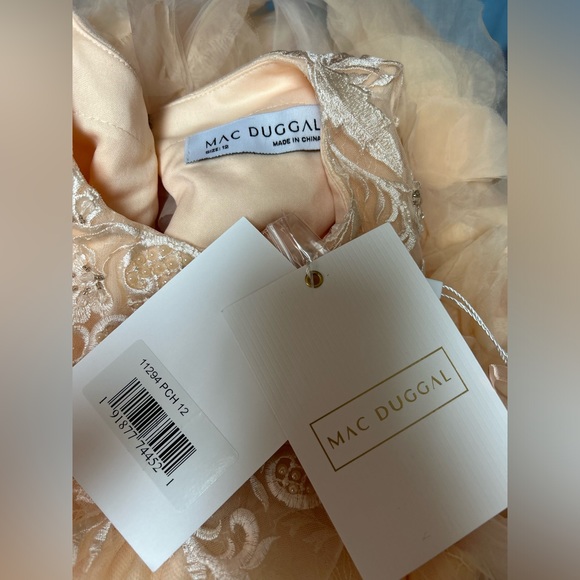 Mac Duggal 11294 Halter Neck Flowy Petal A-Line Mini Dress NWT Peach - Picture 6 of 8
